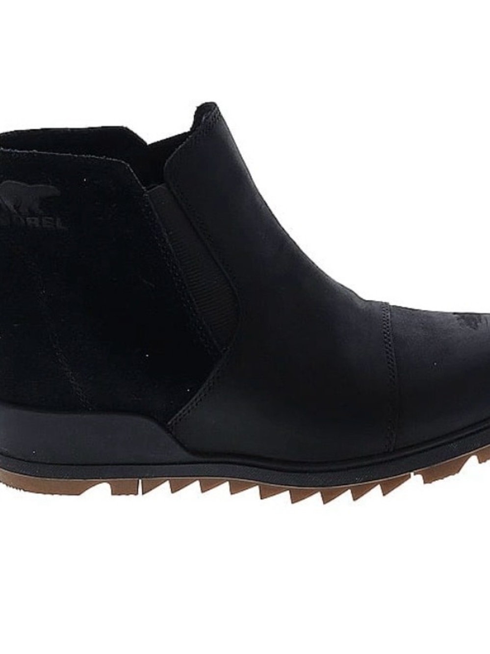 Sorel women’s Black Chukka Chelsea Boots with Brown Lug Sole